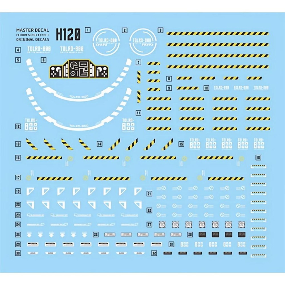 [BUOCO] 達人水貼 H120 HG 特洛八 TOLRO-800 型 工程用迷你 MS 螢光 專用水貼 | 大林-細節圖5