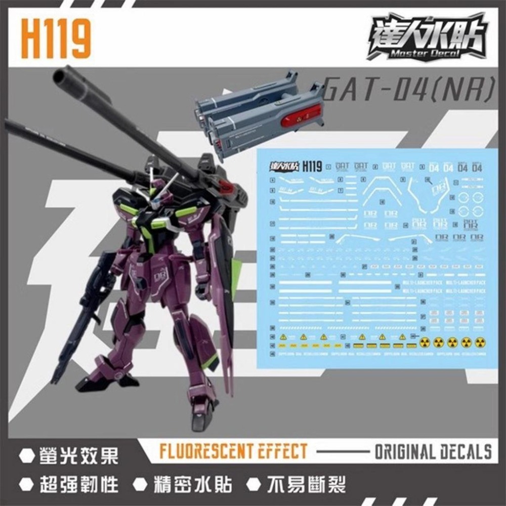 [BUOCO] 達人水貼 H119 HG 威達 (尼歐·羅安那克專用機) + 威達 & 刃式L 用擴充武裝組 螢光 水貼-細節圖2