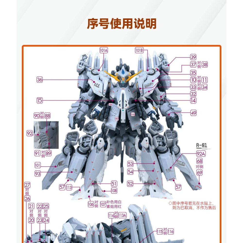 [BUOCO] 咕廠長 GUGU HG 阿利宙斯 ALYZEUS TX-FF104 ／量產型 ν 鋼彈 專用高精度水貼-細節圖5