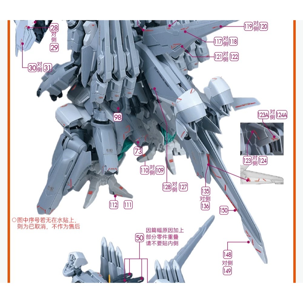 [BUOCO] 咕廠長 GUGU HG 阿利宙斯 ALYZEUS TX-FF104 ／量產型 ν 鋼彈 專用高精度水貼-細節圖6