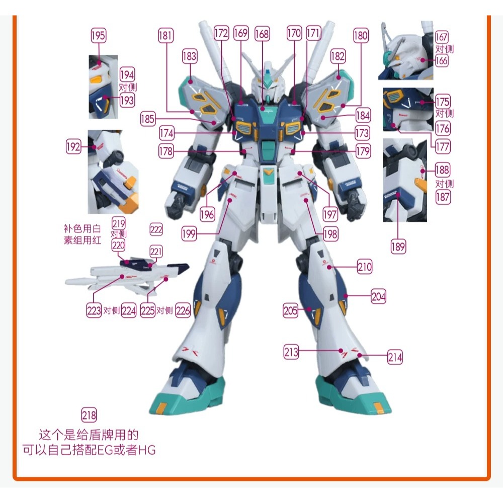 [BUOCO] 咕廠長 GUGU HG 阿利宙斯 ALYZEUS TX-FF104 ／量產型 ν 鋼彈 專用高精度水貼-細節圖11