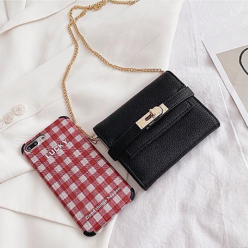 𝐖𝐚𝐘♡·現+預｜𝐾𝑒𝑙𝑙𝑦鎖扣可背式鏈條短夾 零錢包 女生短夾 小廢包 皮夾 荔枝紋 票卡零錢包✨-細節圖7