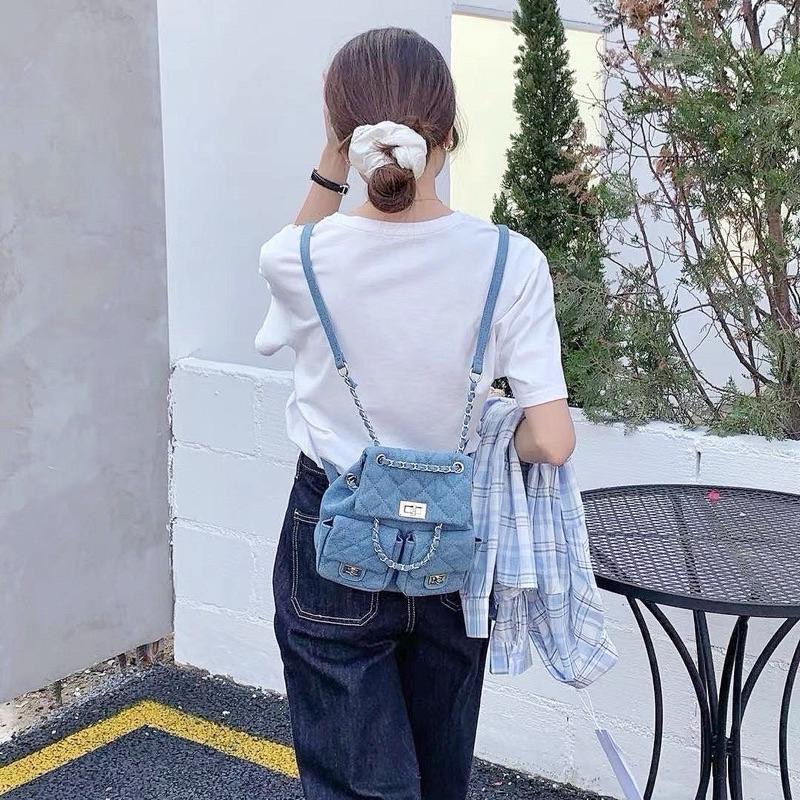 𝐖𝐚𝐘♡·現+預｜精緻女孩必備！韓款高質感小香風後背包❤️‍🔥 雙肩包 單肩包 鏈條包 菱格紋 雙口袋 韓系包包✨-細節圖6