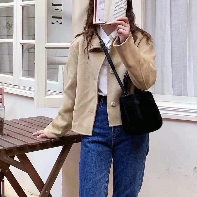 𝐖𝐚𝐘♡·現貨黑｜秋冬必備౨ৎ 超可愛毛毛手提包🧸 肩背包 單肩包 小方包 斜跨包 小廢包 韓系包包 秋冬包 女生包包✨-細節圖5