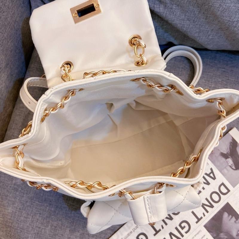 𝐖𝐚𝐘♡·現貨24H出｜奶呼呼小香風菱格紋後背包 背帶可調 雙肩包 鏈條包 單肩包 通勤包包 女生包包 小香風✨-細節圖8