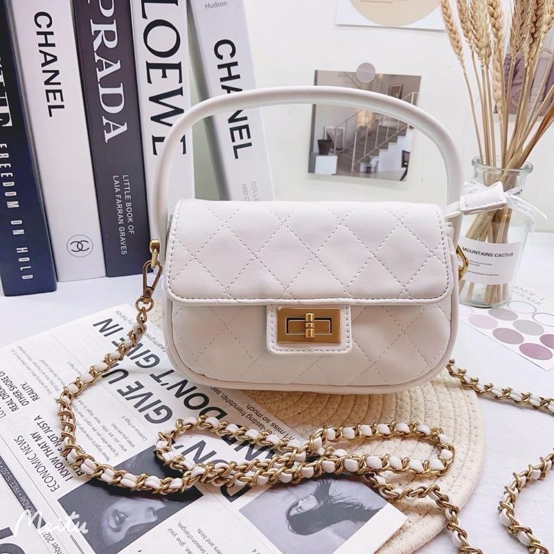 𝐖𝐚𝐘♡·現貨｜氣質小姊姊款菱格紋手提小包 鏈條包 晚宴包 小廢包 小香風包包✨-細節圖2