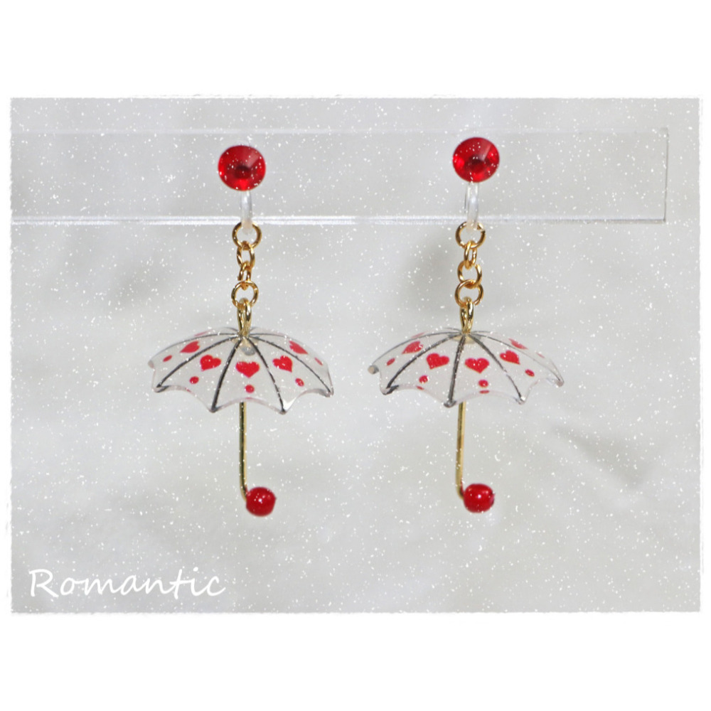 浪漫派飾品 G2127 傘下 雨傘 夾式耳環 矽膠耳環-細節圖4