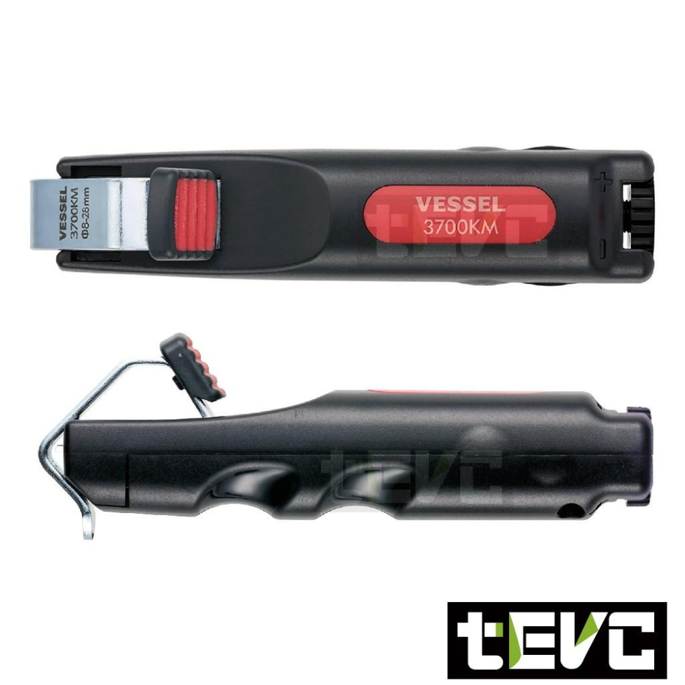《tevc》日本 VESSEL 3700 KM 電纜剝皮器 旋轉式 剝線鉗 電線 電纜 單芯 絞線 剝離範圍8~28mm-細節圖4