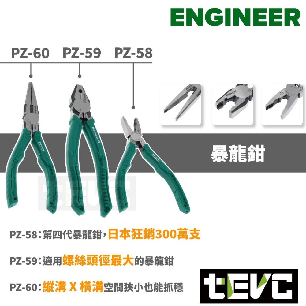 《tevc》日本 ENGINEER 暴龍鉗 尖嘴螺絲鉗 PZ-60 崩牙 螺絲 拆卸 暴龍鉗 拔取 尖嘴鉗 含稅 發票-細節圖3
