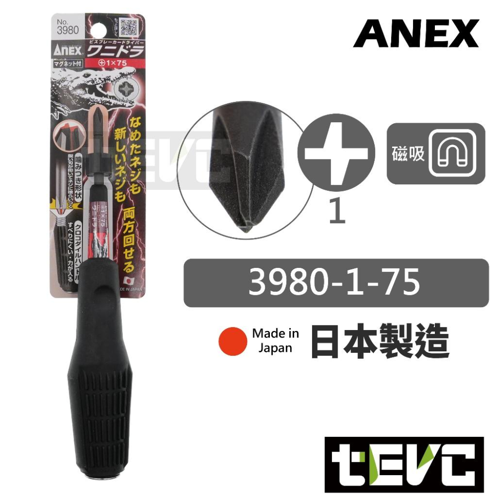 《tevc》日本製 ANEX 安耐適 3980 暴力鱷 滑牙 狠咬 十字 一字 螺絲 起子 崩牙 開花 螺絲 拆卸 敲擊-細節圖3