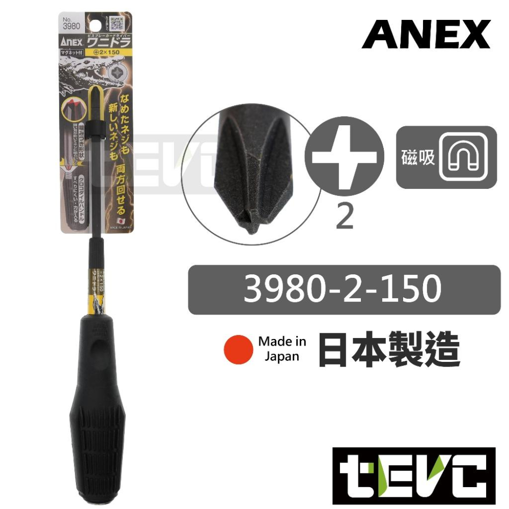 《tevc》日本製 ANEX 安耐適 3980 暴力鱷 滑牙 狠咬 十字 一字 螺絲 起子 崩牙 開花 螺絲 拆卸 敲擊-細節圖5