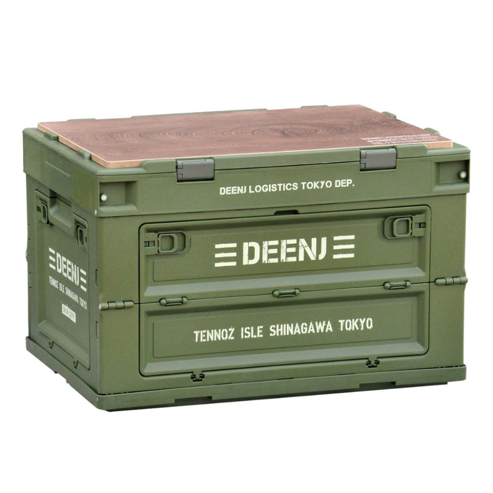 《tevc》日本 DEEN 軍事風 側開折疊式收納箱 摺疊箱 啞光軍綠 木板 DNJTB50-細節圖5