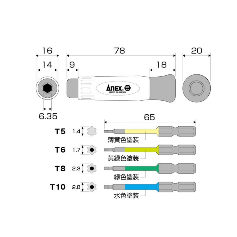 《tevc》ANEX 安耐適 日本製 精密起子組 十字 星型  星型中空 3610-1 3614-細節圖7