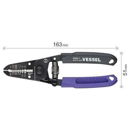 NEW!!! 《tevc》VESSEL 日本製 剝線鉗 同時剝兩條 3500E-7 多芯線 單芯線 剝皮 喇叭線-細節圖4