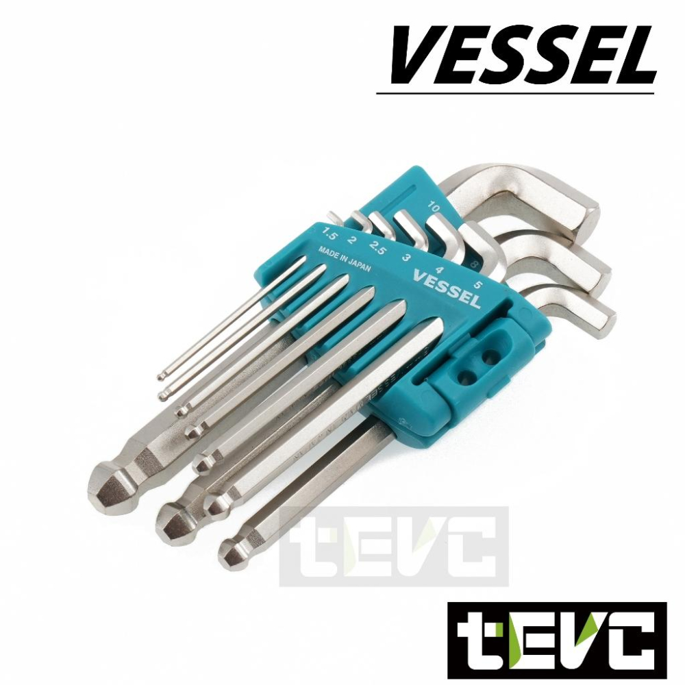 《tevc》日本 VESSEL 迷你 極短 內六角 板手 9件組 球頭六角板手 8209BP-S 極短軸 日本製 球頭-細節圖2