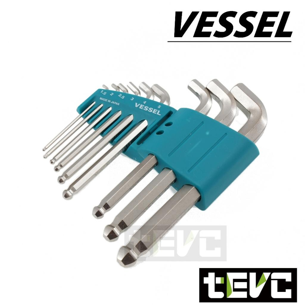 《tevc》日本 VESSEL 迷你 極短 內六角 板手 9件組 球頭六角板手 8209BP-S 極短軸 日本製 球頭-細節圖3
