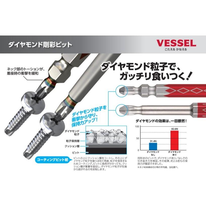 《tevc》日本製 VESSEL 鑽石咬合 細軸 DG16 剛彩 鑽石起子頭 十字 PH2 40V 衝擊起子 電動起子-細節圖2