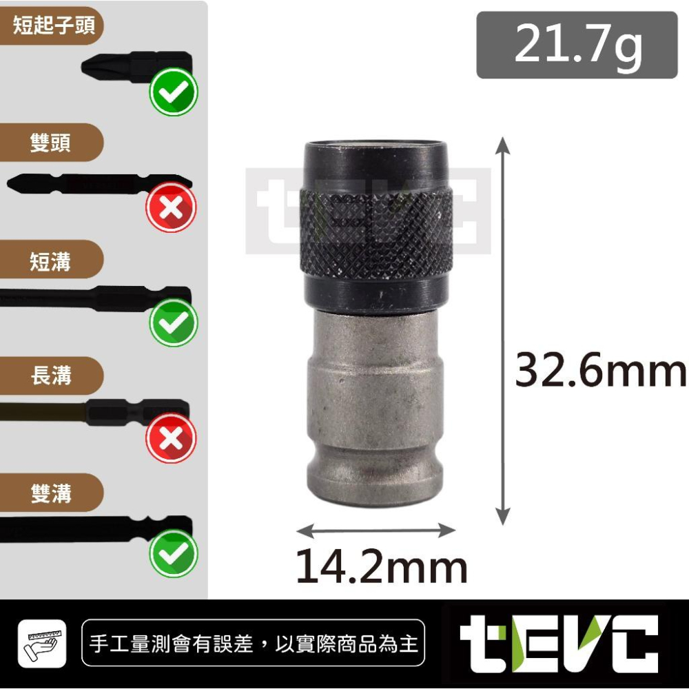《tevc》🏆️tevc工程師工具 四角轉六角 2分 3分 4分 轉起子頭 6.35mm 快速接頭-細節圖2