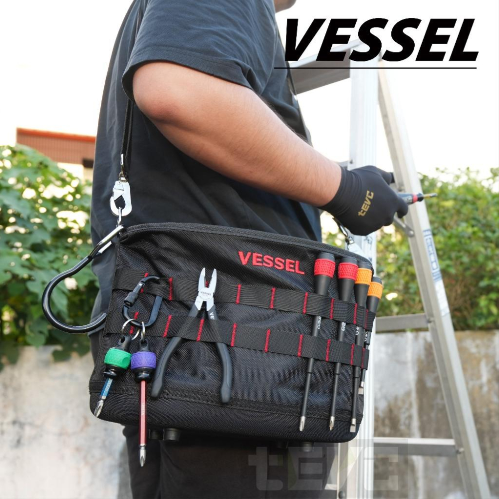 《tevc》日本 VESSEL 收納袋 工具袋 腰包 背包 電工包 工具包 收納包 可掛梯 耐磨 超厚底 掛勾 登山鉤2-細節圖7