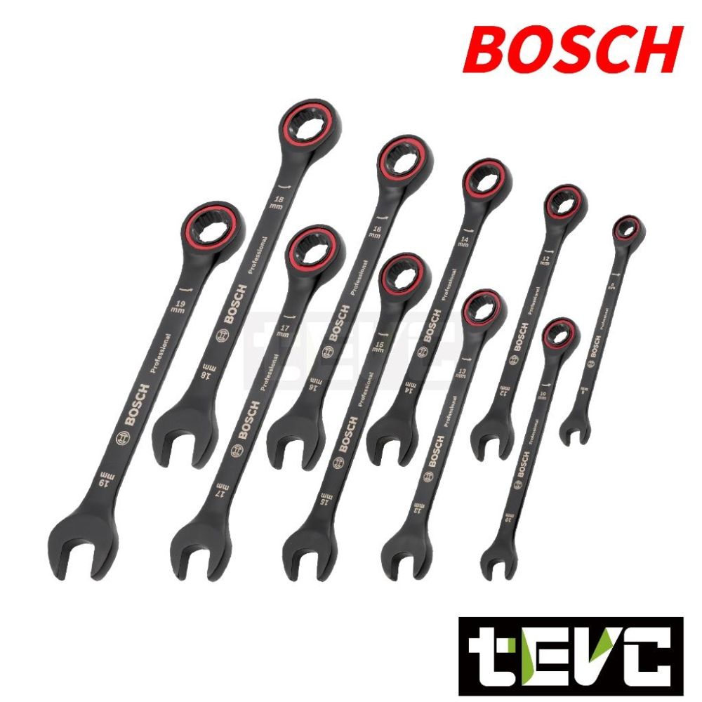 《tevc》Bosch Professional tool 專業工具 無齒 棘輪 梅花開口扳手 10件套組-含收納袋-細節圖2