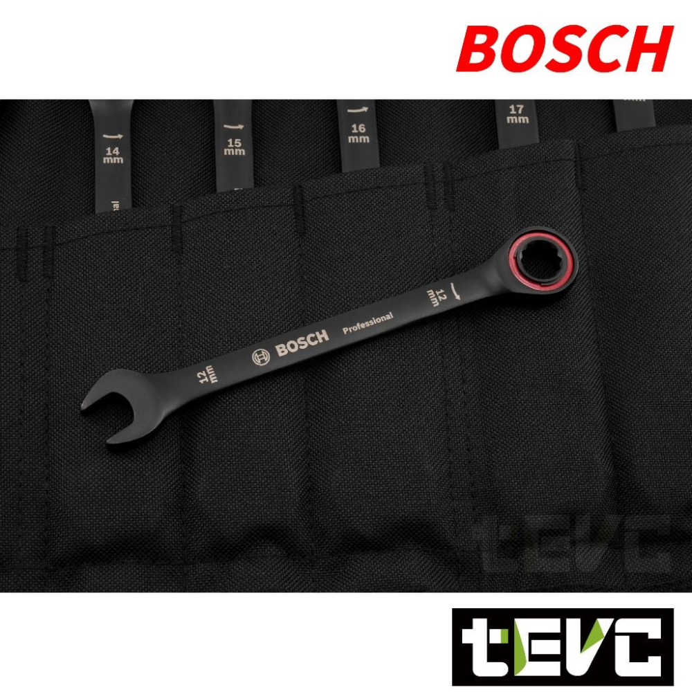 《tevc》Bosch Professional tool 專業工具 無齒 棘輪 梅花開口扳手 10件套組-含收納袋-細節圖7