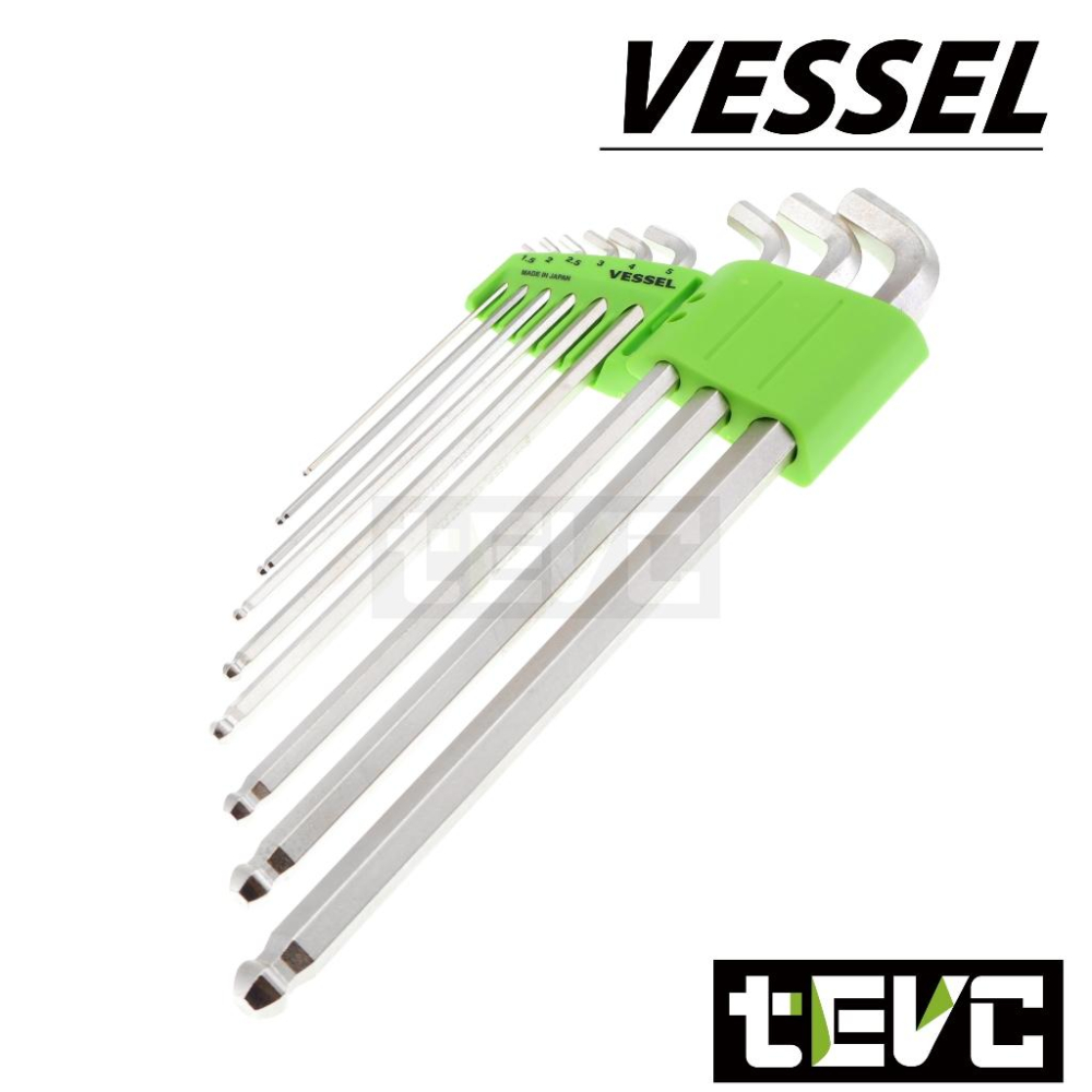 《tevc》日本 VESSEL  8309BP-L 內六角板手 9件組 球頭六角板手 球頭 L形扳手 六角  T122-細節圖3