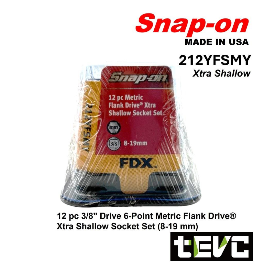 《tevc》美國 Snap-on 3分 六角 短套筒 212YFSMY 8-19mm Xtra Shallow 12件組-細節圖3