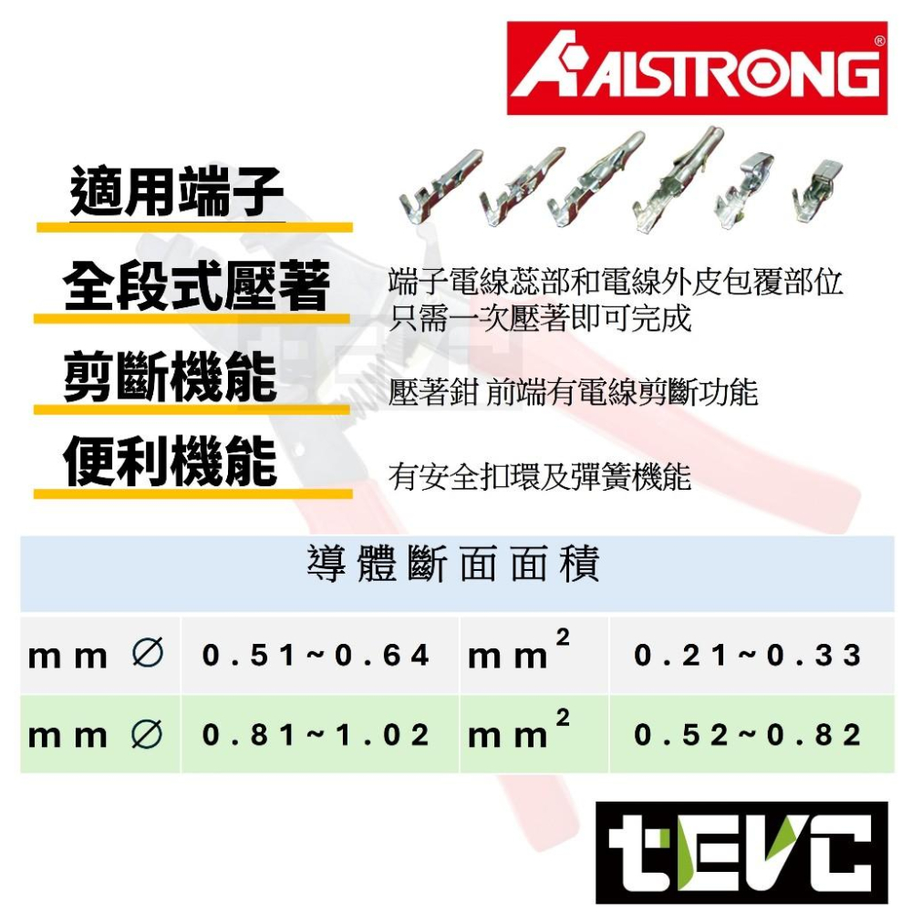 《tevc》台灣製 發票 ALSTRONG  CSP-208 連續端子壓著鉗 莫式端子 剪斷機能 壓接鉗 壓線鉗 端子-細節圖3