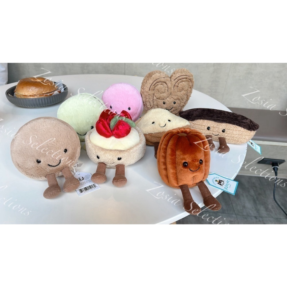 🇫🇷 Jellycat 法國限定&特色甜點可麗露 心型蝴蝶酥 瑪德蓮 法式甜點 草莓塔 跑咖娃娃-細節圖2