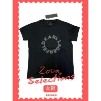 🇫🇷法國直送 Karl出清  女款  短袖黑色上衣 圓形字母排列T恤 卡爾Karl 老佛爺 250621