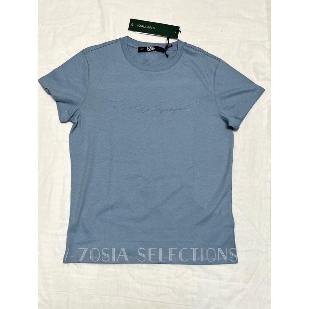 🇫🇷法國直送 Karl出清  女款  Karl書寫字 水藍色短袖上衣 T恤老佛爺 250621-細節圖2