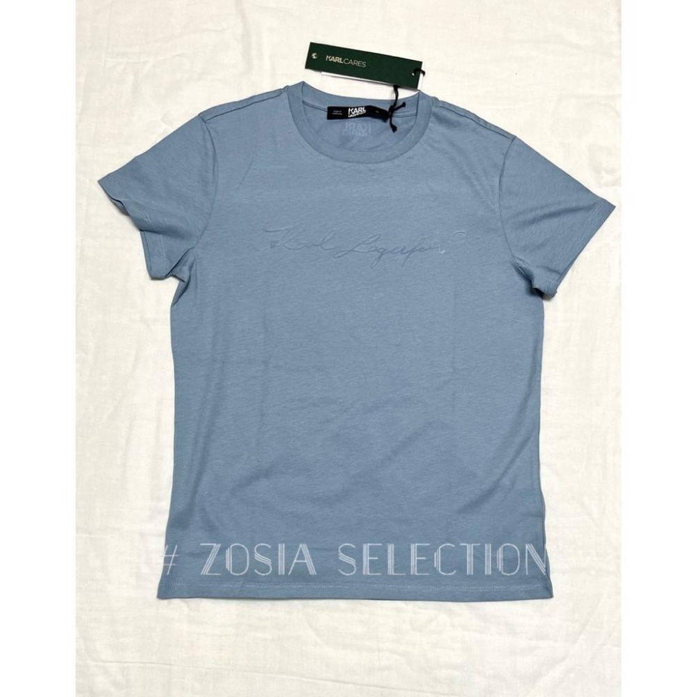 🇫🇷法國直送 Karl出清  女款  Karl書寫字 水藍色短袖上衣 T恤老佛爺 250621-細節圖3