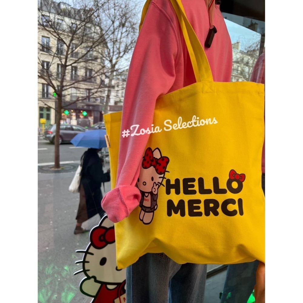 🇫🇷法國限定聯名 Hello Kitty x Merci 托特包 手拿化妝包 Hello Merci-細節圖5
