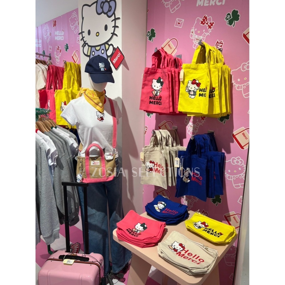 🇫🇷法國限定聯名 Hello Kitty x Merci 托特包 手拿化妝包 Hello Merci-細節圖9