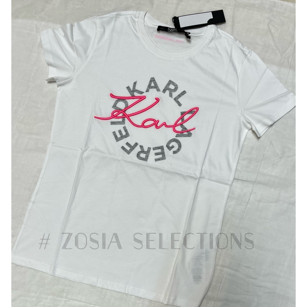 🇫🇷法國直送 Karl出清 女款 短袖上衣 立體亮色書寫字母T恤卡爾Karl 老佛爺 250621-細節圖3