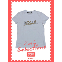 🇫🇷法國直送 Karl出清 女款 短袖 金色立體書寫字母上衣 T恤 卡爾Karl 老佛爺 250621