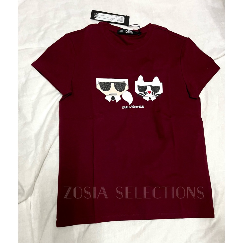 🇫🇷法國直送 Karl出清 女款 卡爾&貓咪 金沙墨鏡 短袖上衣 T恤 卡爾Karl 老佛爺 250621-細節圖5