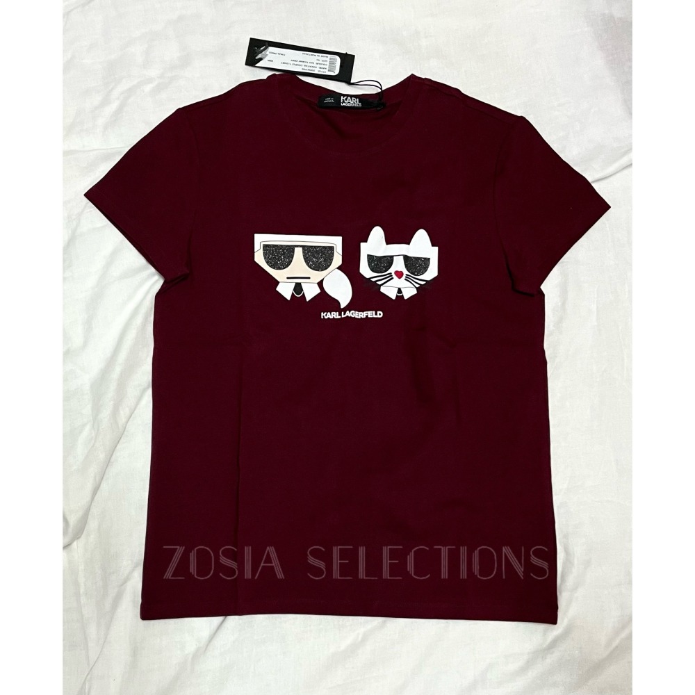 🇫🇷法國直送 Karl出清 女款 卡爾&貓咪 金沙墨鏡 短袖上衣 T恤 卡爾Karl 老佛爺 250621-細節圖7