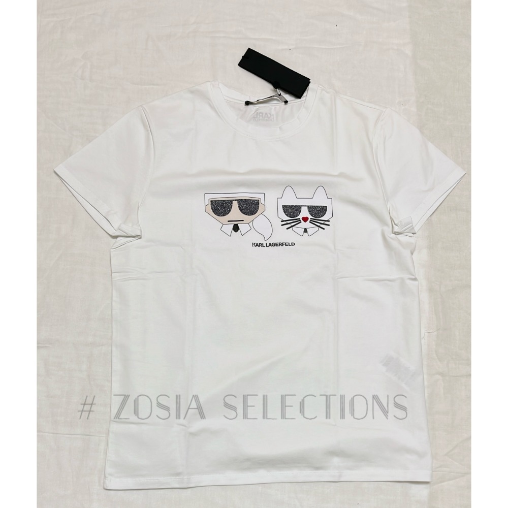 🇫🇷法國直送 Karl出清 女款 卡爾&貓咪 金沙墨鏡 短袖上衣 T恤 卡爾Karl 老佛爺 250621-規格圖7