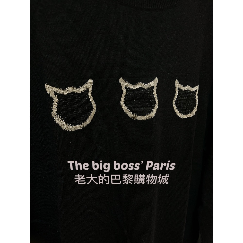 🇫🇷法國- Karl Lagerfeld卡爾  正品出清 貓頭 女款長袖針織黑色上衣 260110-1-細節圖2