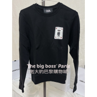 🇫🇷法國- Karl Lagerfeld卡爾  正品出清 撲克牌卡爾 女款長袖毛巾底黑色上衣 260110-1