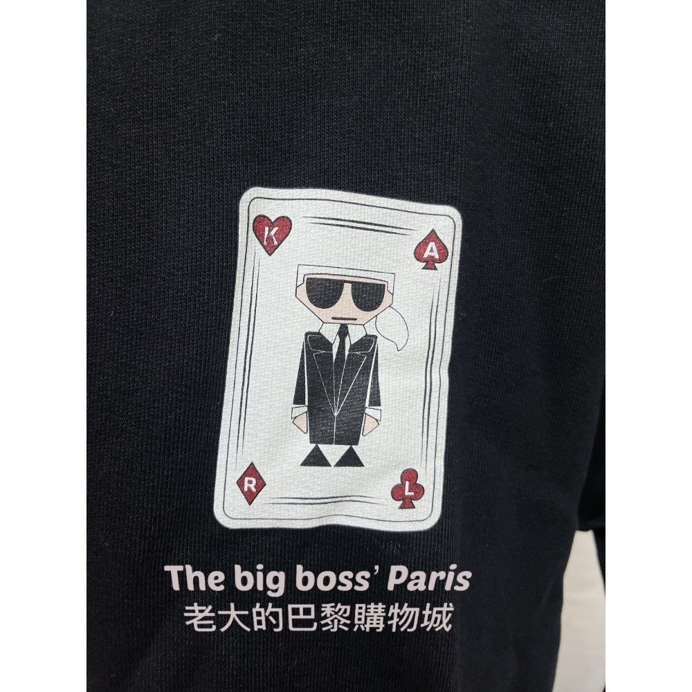 🇫🇷法國- Karl Lagerfeld卡爾  正品出清 撲克牌卡爾 女款長袖毛巾底黑色上衣 260110-1-細節圖3