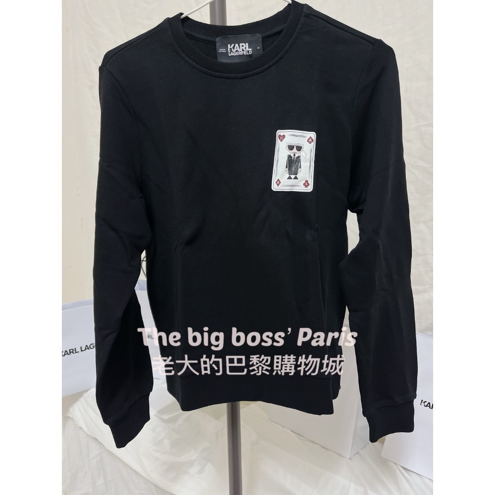 🇫🇷法國- Karl Lagerfeld卡爾  正品出清 撲克牌卡爾 女款長袖毛巾底黑色上衣 260110-1-細節圖4