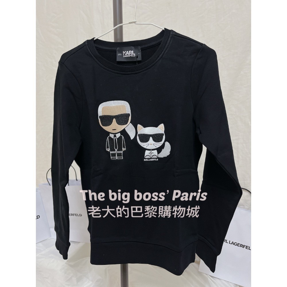 🇫🇷法國- Karl Lagerfeld卡爾  正品出清 女款長袖毛巾底上衣T恤  卡爾與貓咪 260110-1-細節圖2