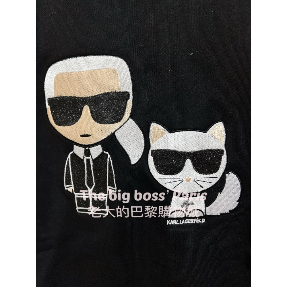 🇫🇷法國- Karl Lagerfeld卡爾  正品出清 女款長袖毛巾底上衣T恤  卡爾與貓咪 260110-1-細節圖3