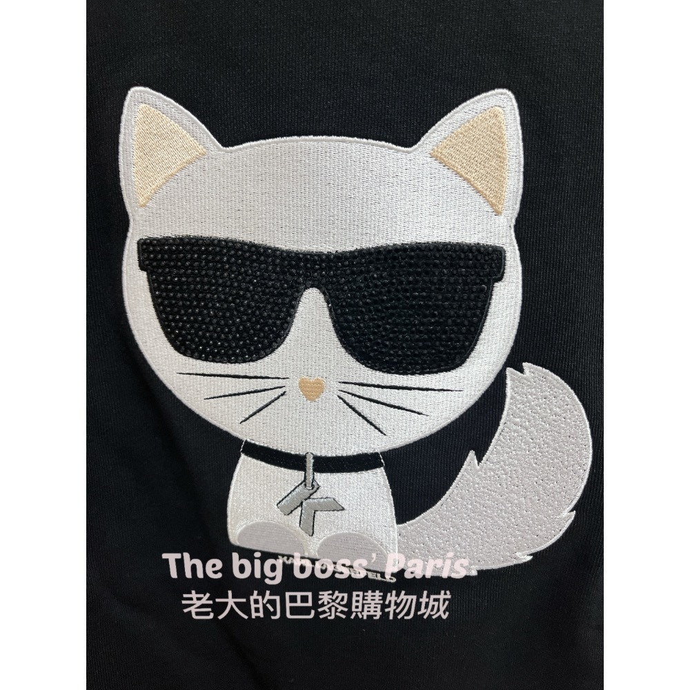 🇫🇷法國- Karl 卡爾  正品出清  墨鏡貓咪 女款長袖毛巾底上衣 歐洲精品品牌 卡爾老佛爺 260110-2-細節圖2