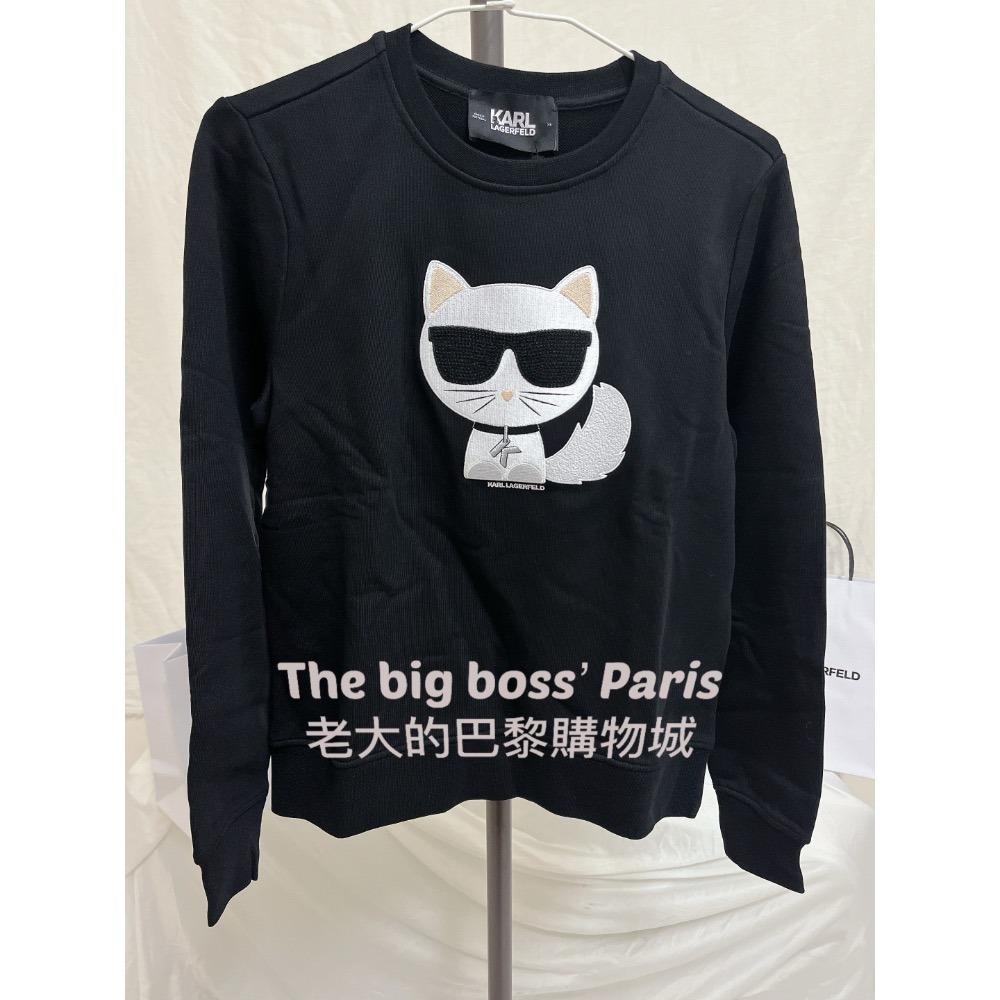 🇫🇷法國- Karl 卡爾  正品出清  墨鏡貓咪 女款長袖毛巾底上衣 歐洲精品品牌 卡爾老佛爺 260110-2-細節圖3