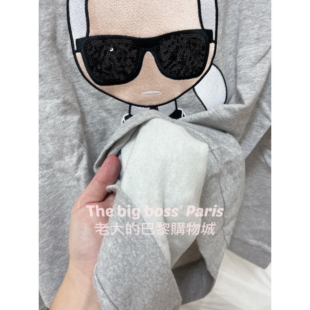 🇫🇷法國- Karl 卡爾  正品出清 三色 黑色亮片墨鏡 女款長袖刷毛上衣 老佛爺 260110-1-細節圖5