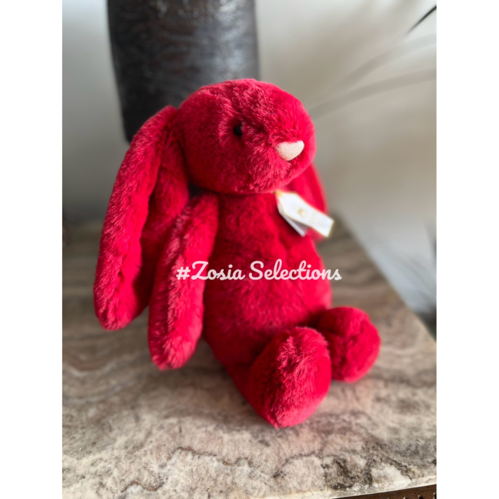 🇫🇷法國直送 Jellycat✨金標_莓果紅兔 Bashful Luxe Bunny Scarlett 兔子娃娃-細節圖2