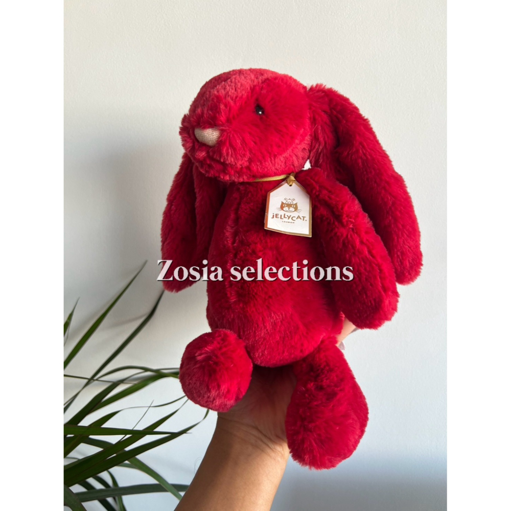 🇫🇷法國直送 Jellycat✨金標_莓果紅兔 Bashful Luxe Bunny Scarlett 兔子娃娃-細節圖3
